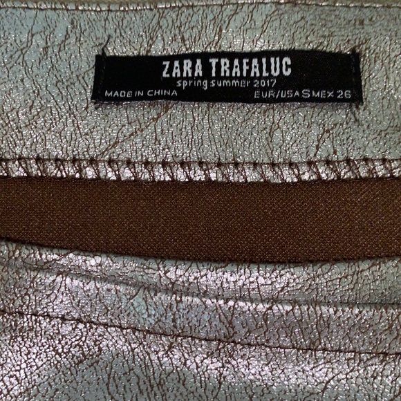Zara Metallic Silver Wrap Buckle Ruched Mini Skirt - S - Picture 12 of 15